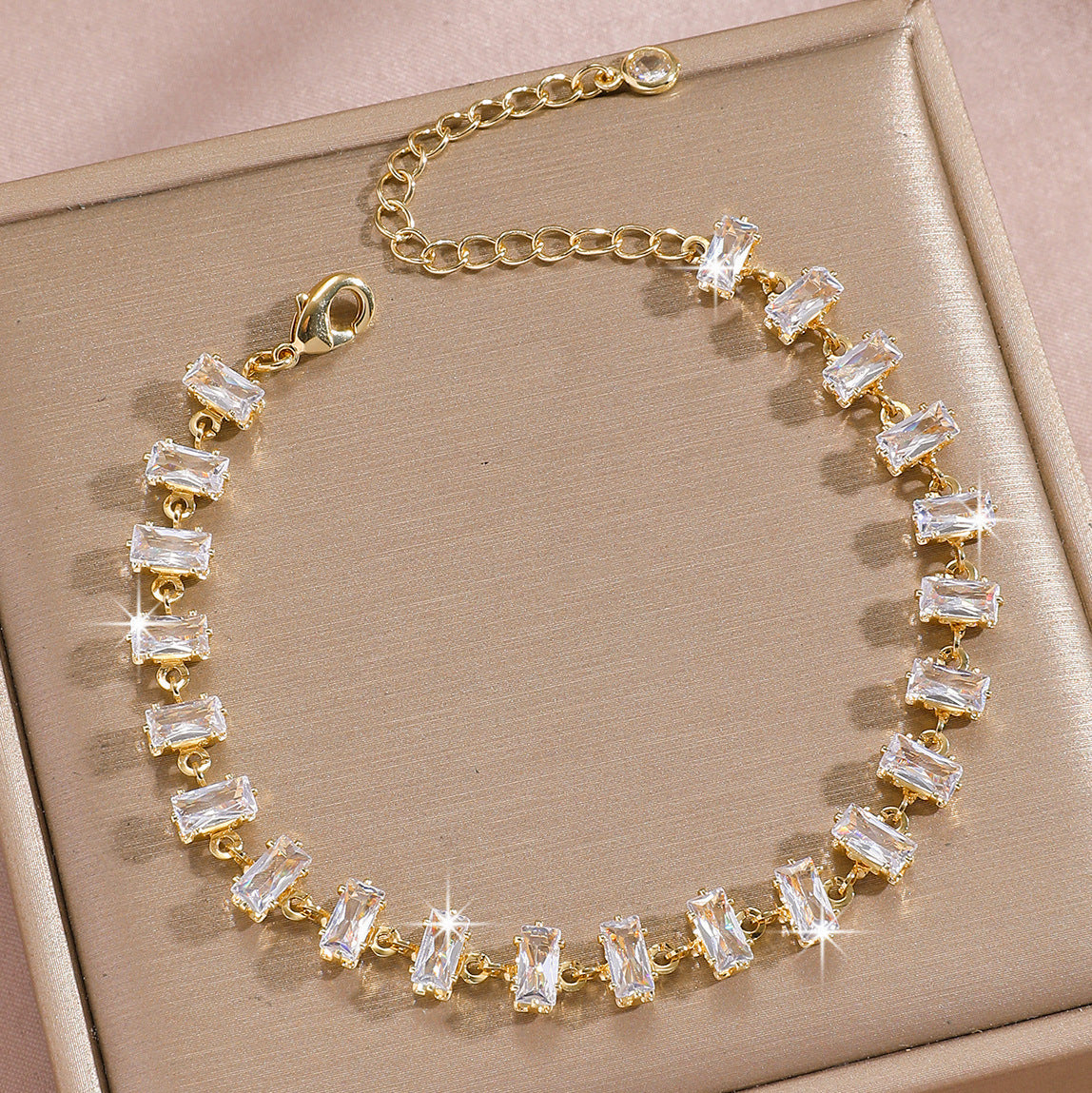 Luxury Gold Plated Brass Leaf Bracelet with Cubic Zirconia Inlay Unisex Floral Design