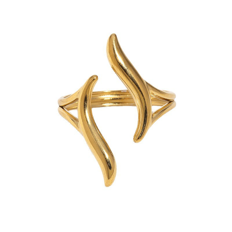 Minimalist Geometric Gold Plated Stainless Steel Ring for Women