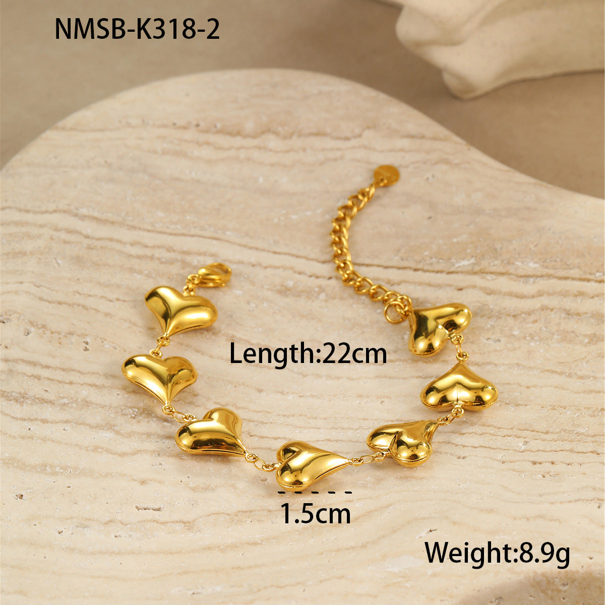 Fashionable Ocean-Inspired Hollow Star Shell Heart Stainless Steel Bracelet with Plating Finish for Women