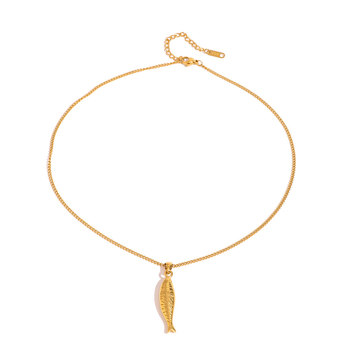 Elegante collana a pendente a tema marino da donna con catena in acciaio inossidabile e pendente in acciaio al titanio, finitura galvanizzata, design a forma di pesce