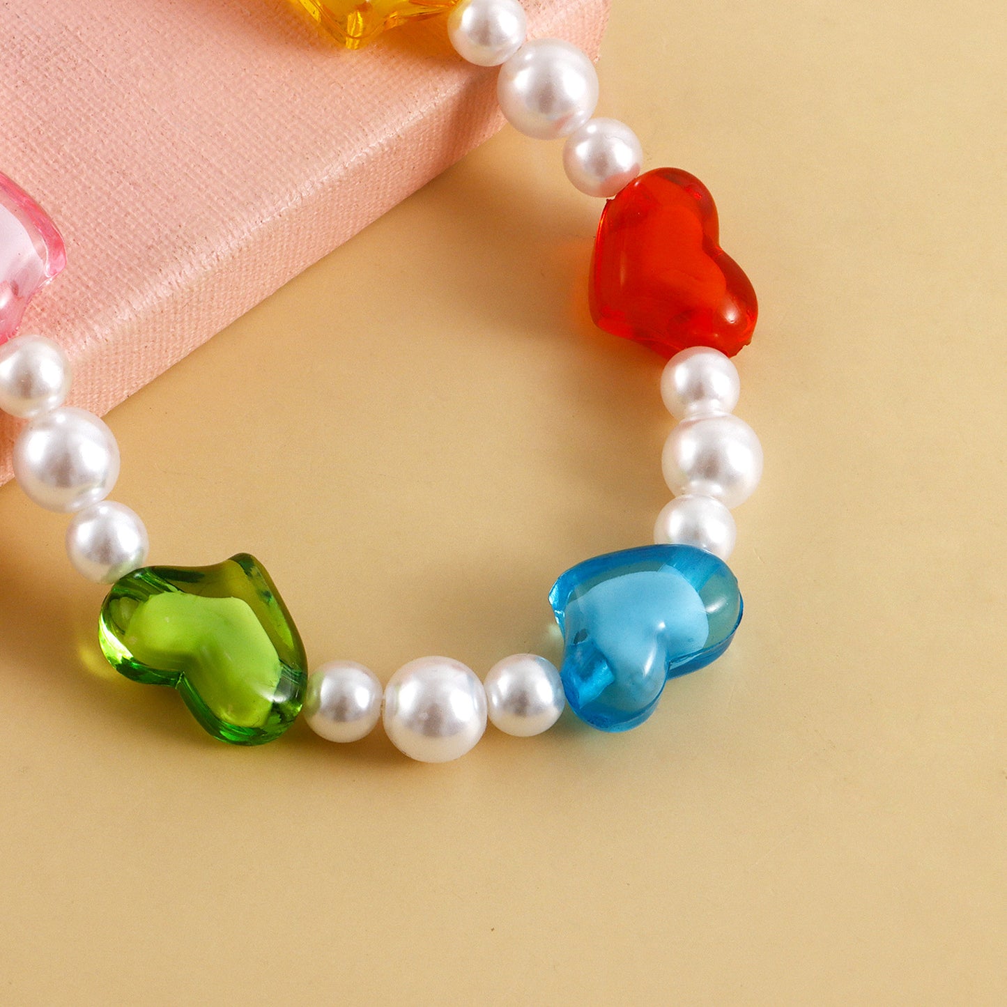 Geometric Heart-Shaped Alloy Anklet for Women with Ethnic Style and Colorful Accent Design