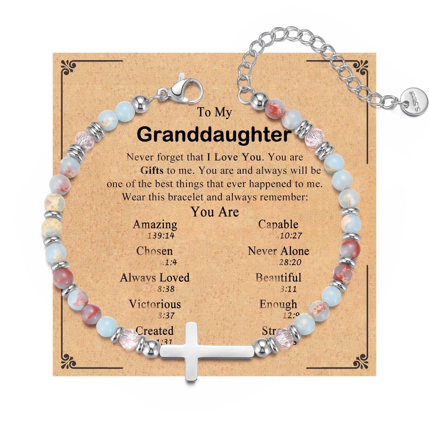 Minimalist Geometric Cross Stainless Steel Charm Bar Bracelet with Card