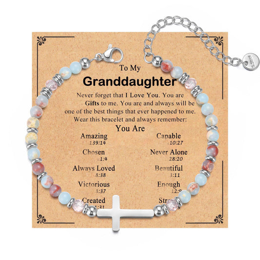 Minimalist Geometric Cross Stainless Steel Charm Bar Bracelet with Card