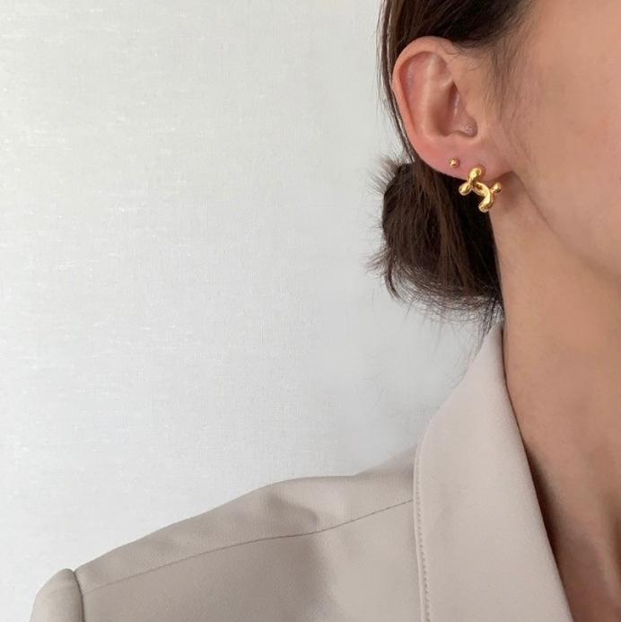Minimalist Asymmetrical Letter Stud Earrings in 925 Sterling Silver with Micro-Pave Setting