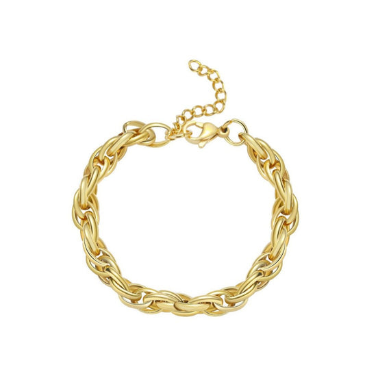 Pulsera de acero inoxidable geométrica de moda para mujer con chapado en oro de 18 quilates