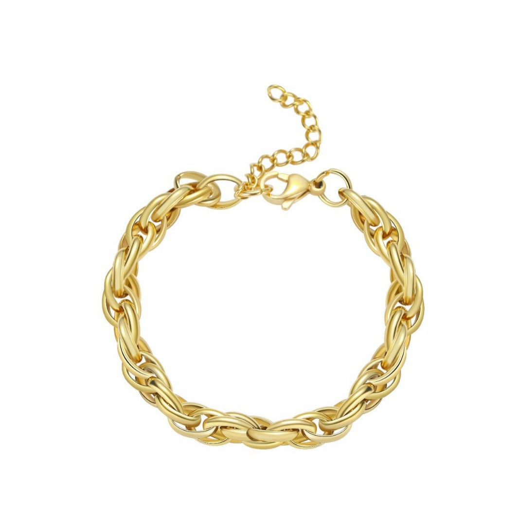 Fashionable Geometric Stainless Steel Bracelet for Women with 18K Gold Plating