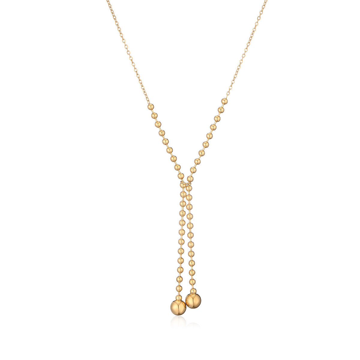 Minimalist Geometric Stainless Steel Tassel Ball Pendant Necklace for Women