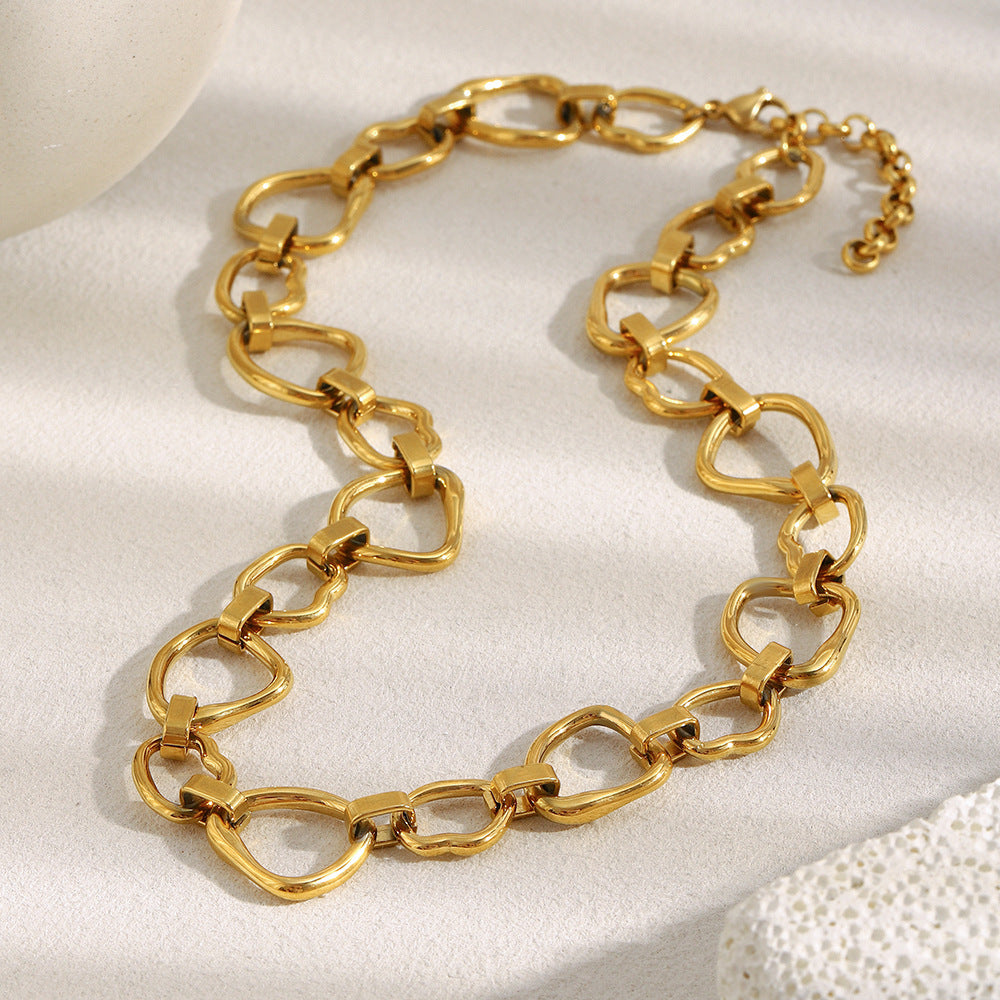 Collana da donna hip hop placcata oro 18 carati in acciaio inossidabile geometrica minimalista