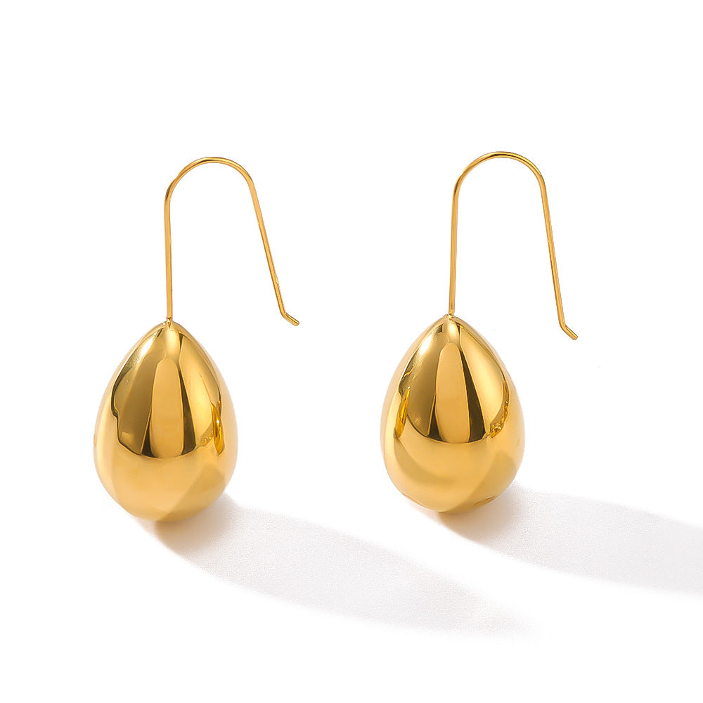 Geometric Waterdrop Earrings in Stainless Steel with 18K Gold Plating for Women — Polished, Hypoallergenic, Elegant Dangle Earrings