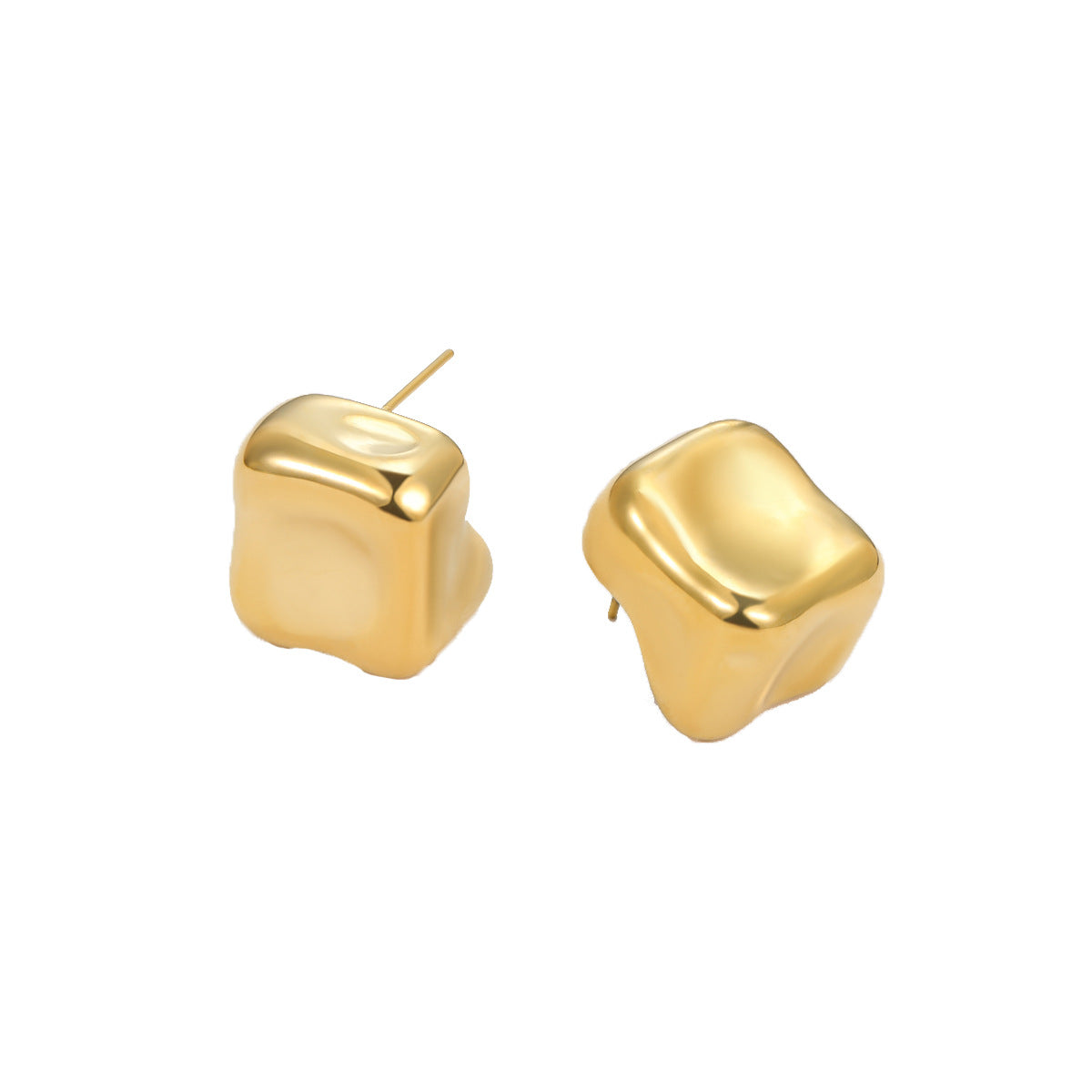 Pendientes minimalistas de acero inoxidable con geometría irregular de estilo francés y acabado galvanizado para mujer