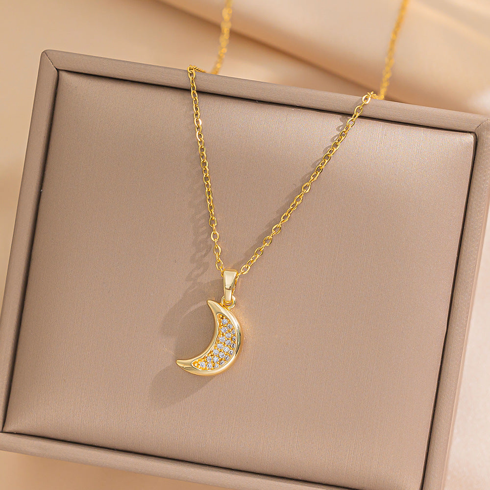 Minimalist Geometric Titanium Steel Necklace for Women with Gold Plating Locket Chain Fashion Accessory