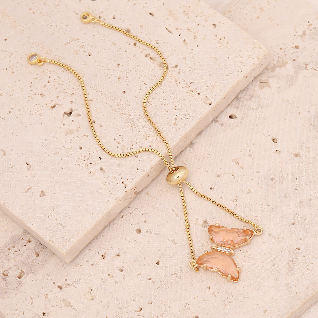 Sweet 18K Gold Plated Butterfly Brass Bracelet