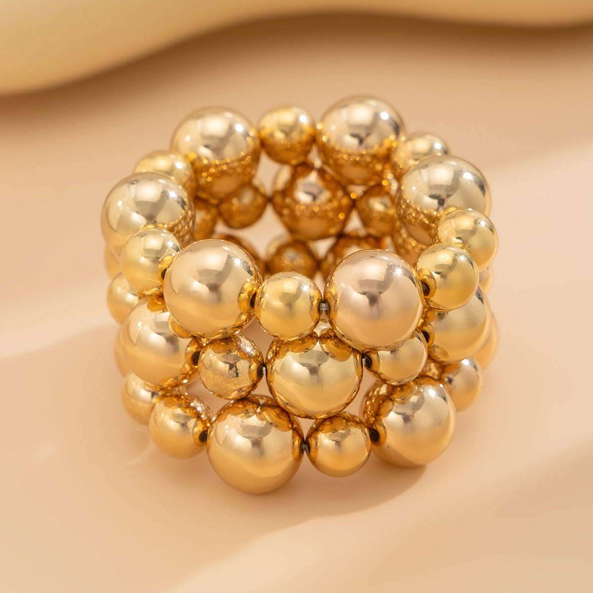 Exaggerated Geometric Pearl Beaded Bracelet Set Plated Resin Jewelry for Women