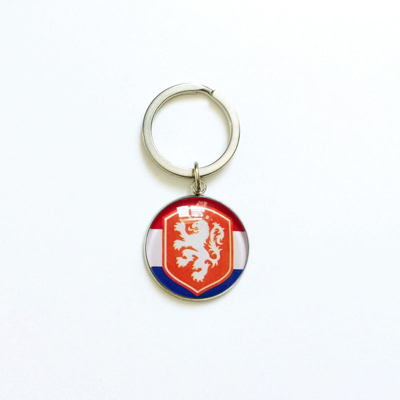 Sporty Round Stainless Steel Keychain National Football Team Souvenir Gift