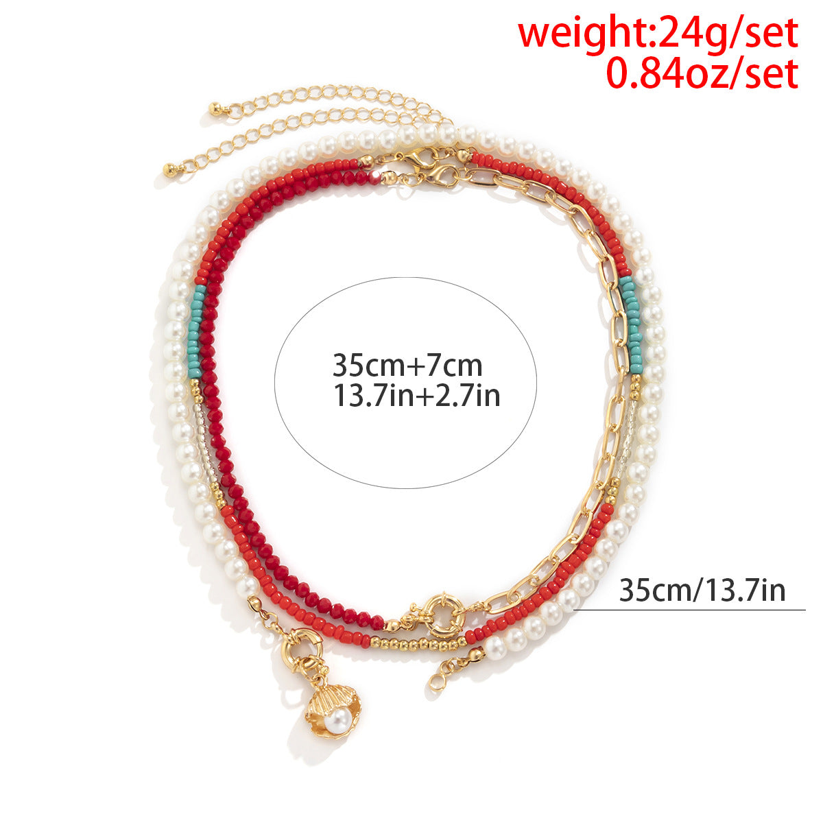 Vintage Plated Imitation Pearl Shell Pendant Ball Chain Necklace for Women