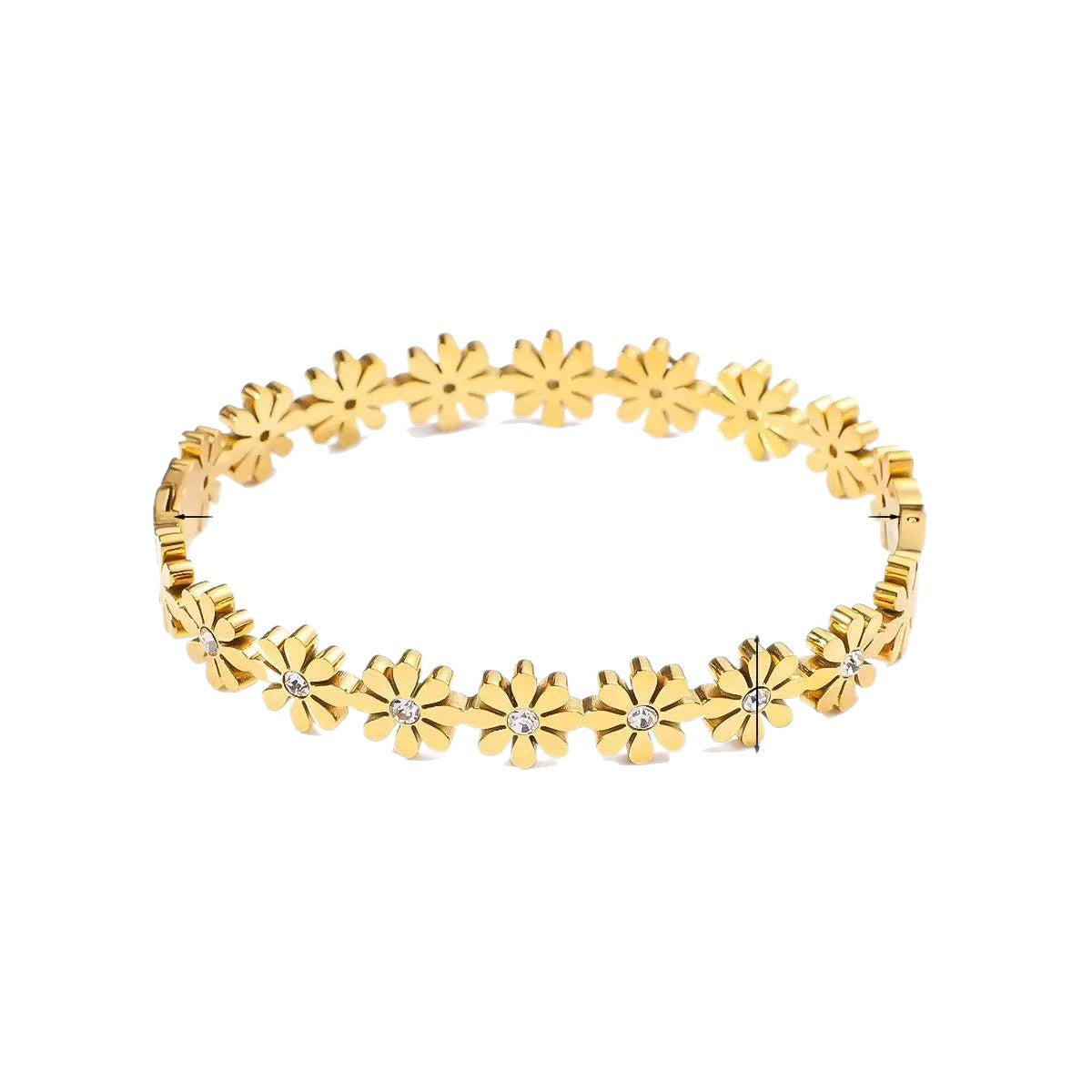 Luxury Round Geometric Stainless Steel Titanium Steel Gold Plated Diamond Bracelet for Women