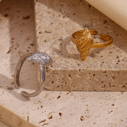 Minimalist Geometric Stainless Steel Ring with 18K Gold Plating for Women