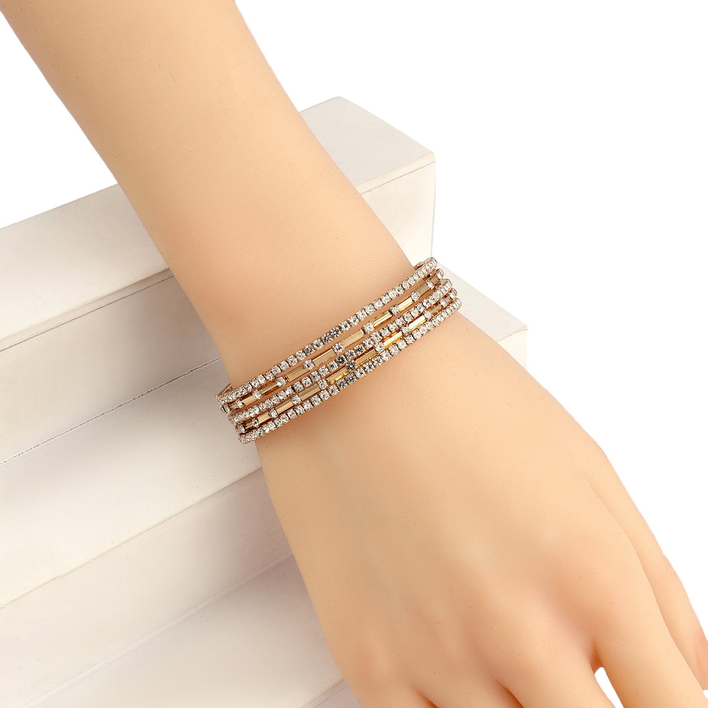 Minimalist Snowflake Double-Layer Pearl Bracelet for Women with Rhinestone Inlay, Elegant Evening and Formal Wear Accessory