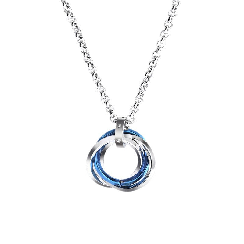 Collar Minimalista de Acero de Titanio Geométrico con Acabado Pulido para Hombre y Mujer con Colgante de Cadena O