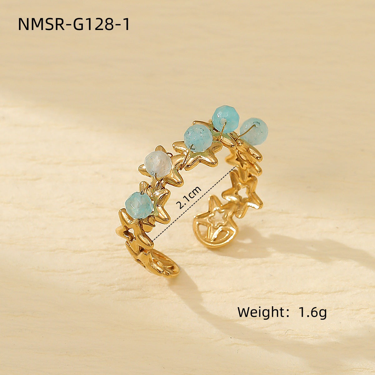Anello in acciaio al titanio a forma di cuore con finitura galvanizzata e pietra naturale, stile lusso leggero, da donna