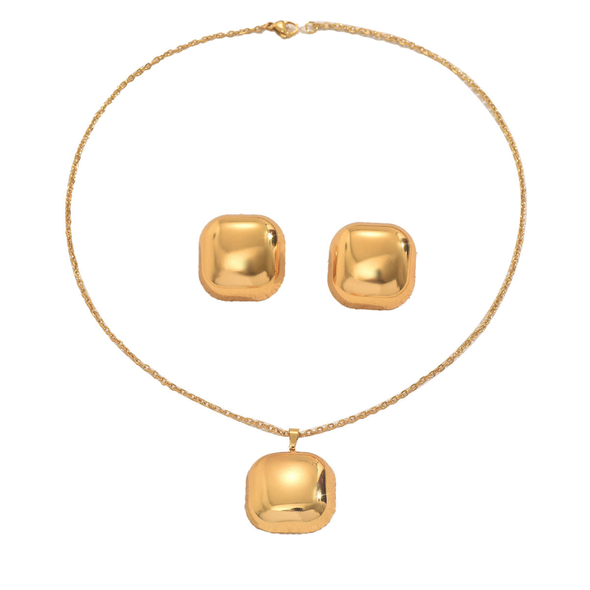 Juego de collar con colgante de círculo geométrico y pendientes para mujer, joyería de moda chapada en aleación