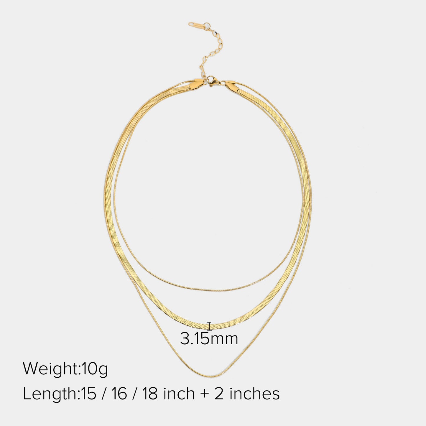 Collar de cadena de espina de serpiente de tres capas para mujer, diseño geométrico irregular, acero inoxidable con colgante de acero de titanio, chapado en oro de 14K, joyería de moda apilable