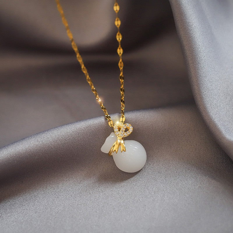 Vintage Geometric Gold Plated Titanium Steel Necklace with Alloy Pendant for Women