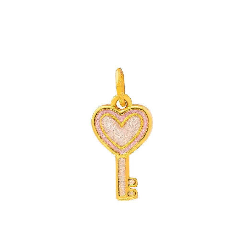 Vintage 18K Gold Plated Stainless Steel PVD Butterfly Heart Floral Charm Bar Pendant