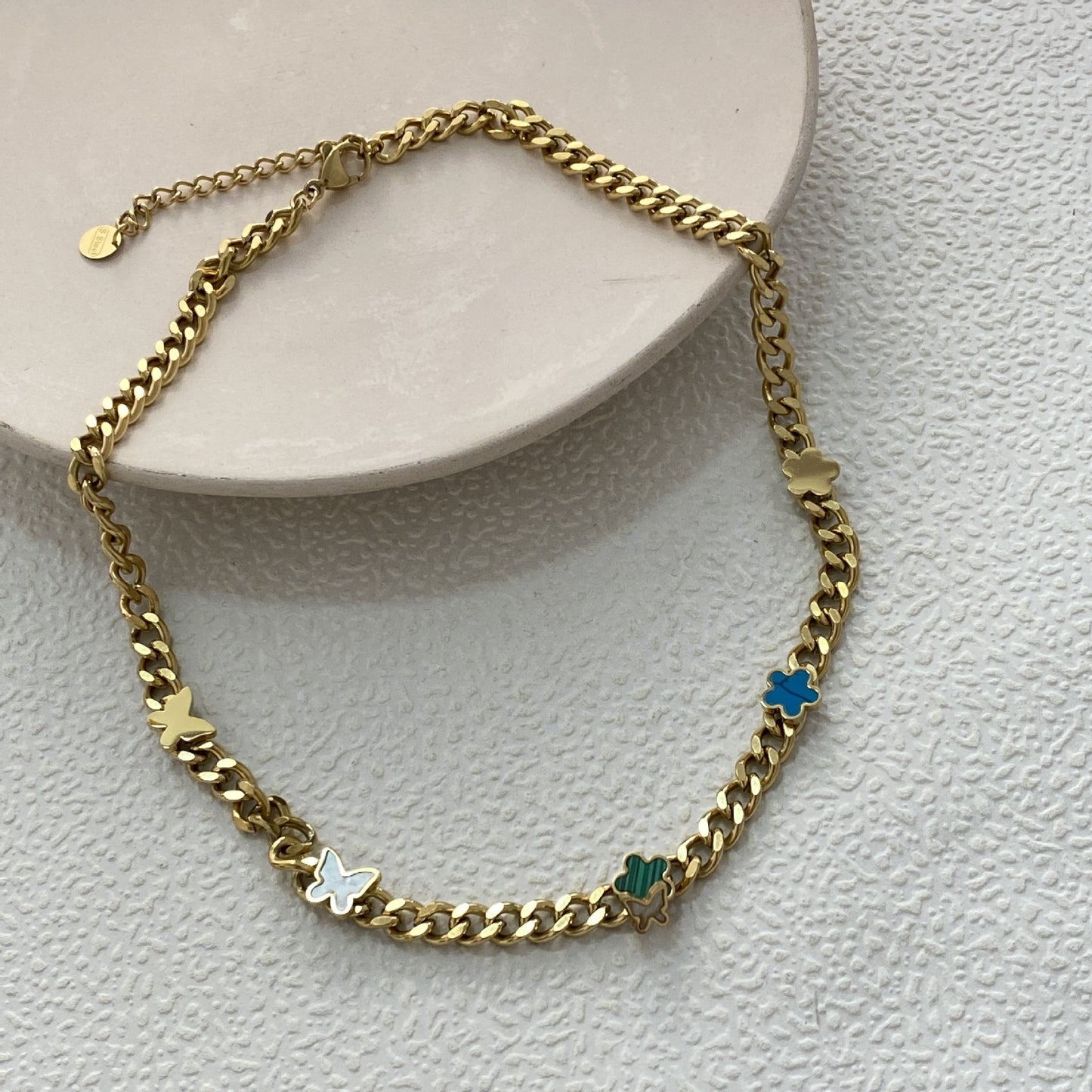 Hip-hop 18K Gold Plated Butterfly Titanium Steel Necklace