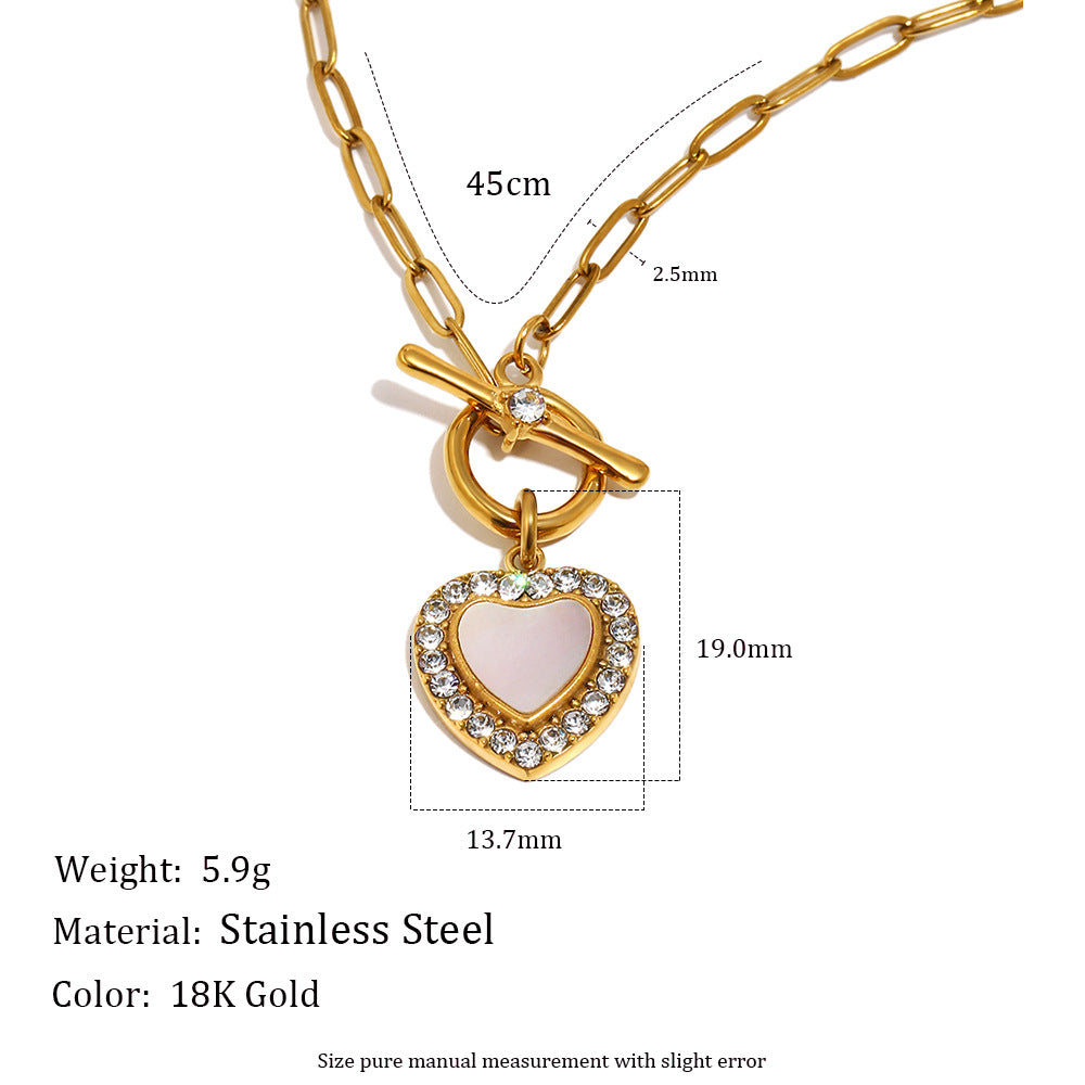 Elegant Luxury Heart Geometric Stainless Steel Gold Plated Necklace for Women