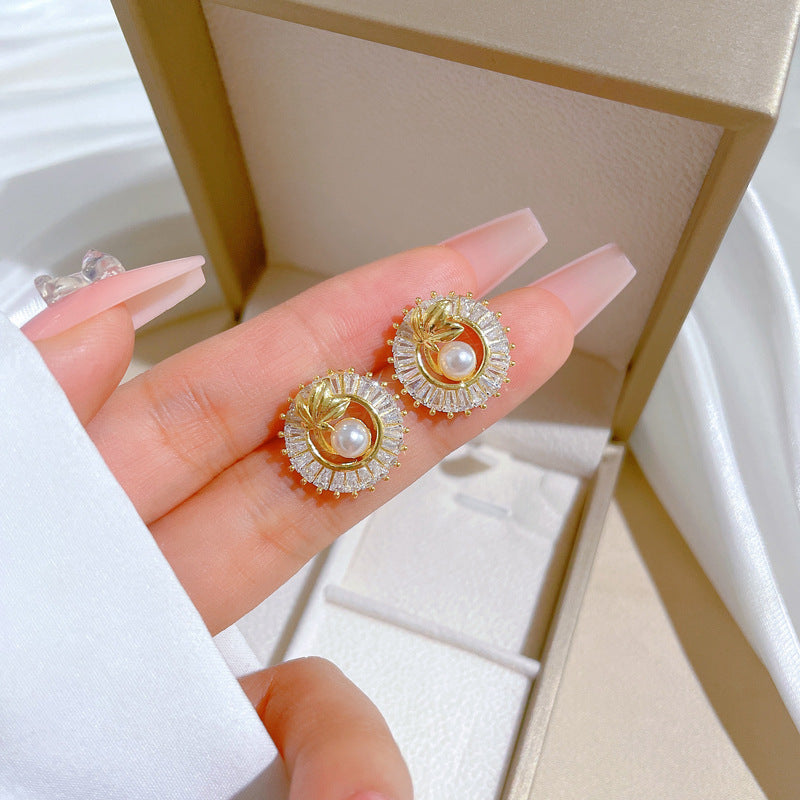 Geometric Stud Earrings for Women with Plated Copper Design, Elegant Long Tassel Drop Earrings, Sweet Style Jewelry