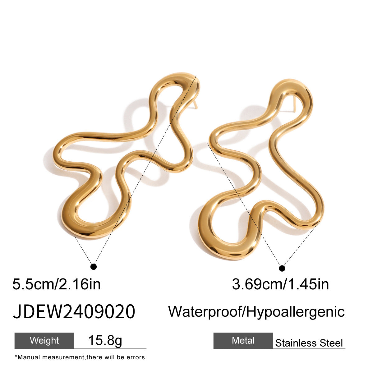 Luxury Geometric Plated Stainless Steel Titanium Stud Earrings for Women