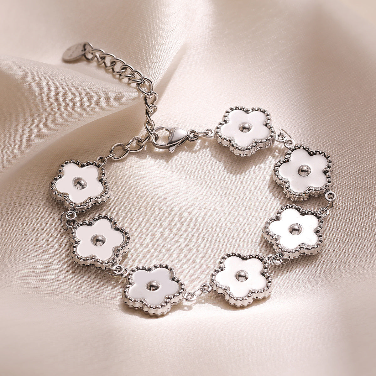 Vintage Floral Plated Stainless Steel Bracelet for Women