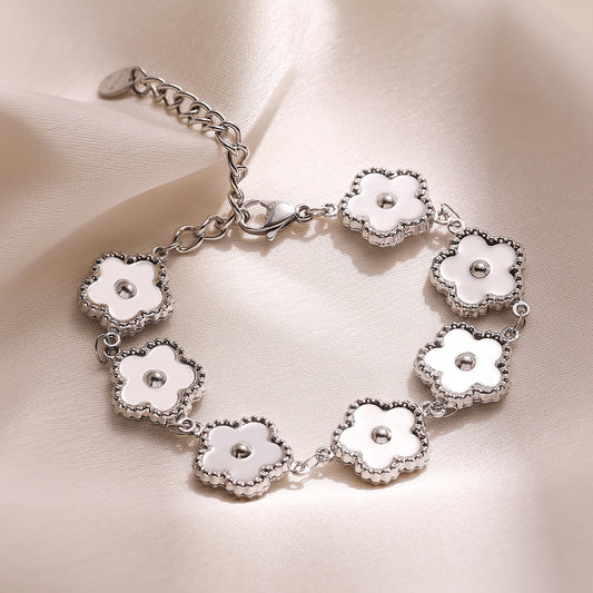 Vintage Floral Plated Stainless Steel Bracelet for Women