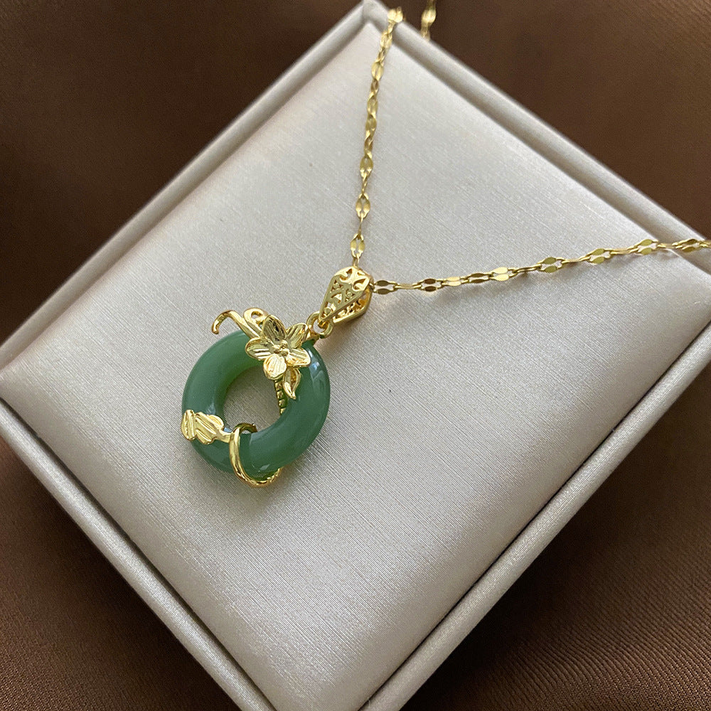 Collana Pendente Floreale Minimalista da Donna e Uomo in Acciaio al Titanio con Finitura Placcata e Catenina a Croce
