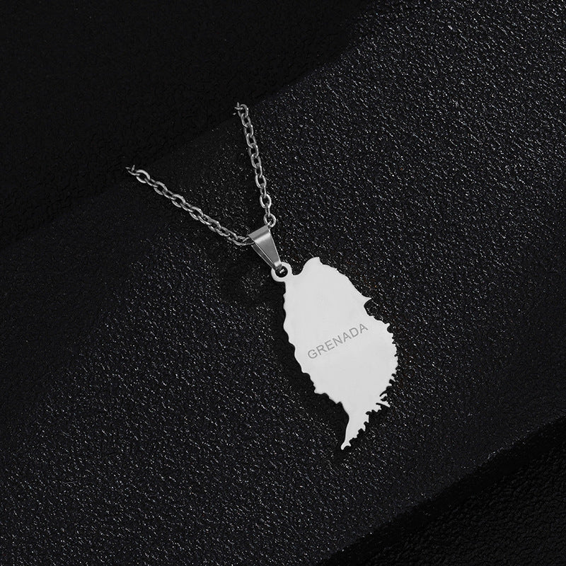 Collana con ciondolo in acciaio al titanio smaltato geometrico etnico per donna e uomo con catena a maglie in acciaio inossidabile