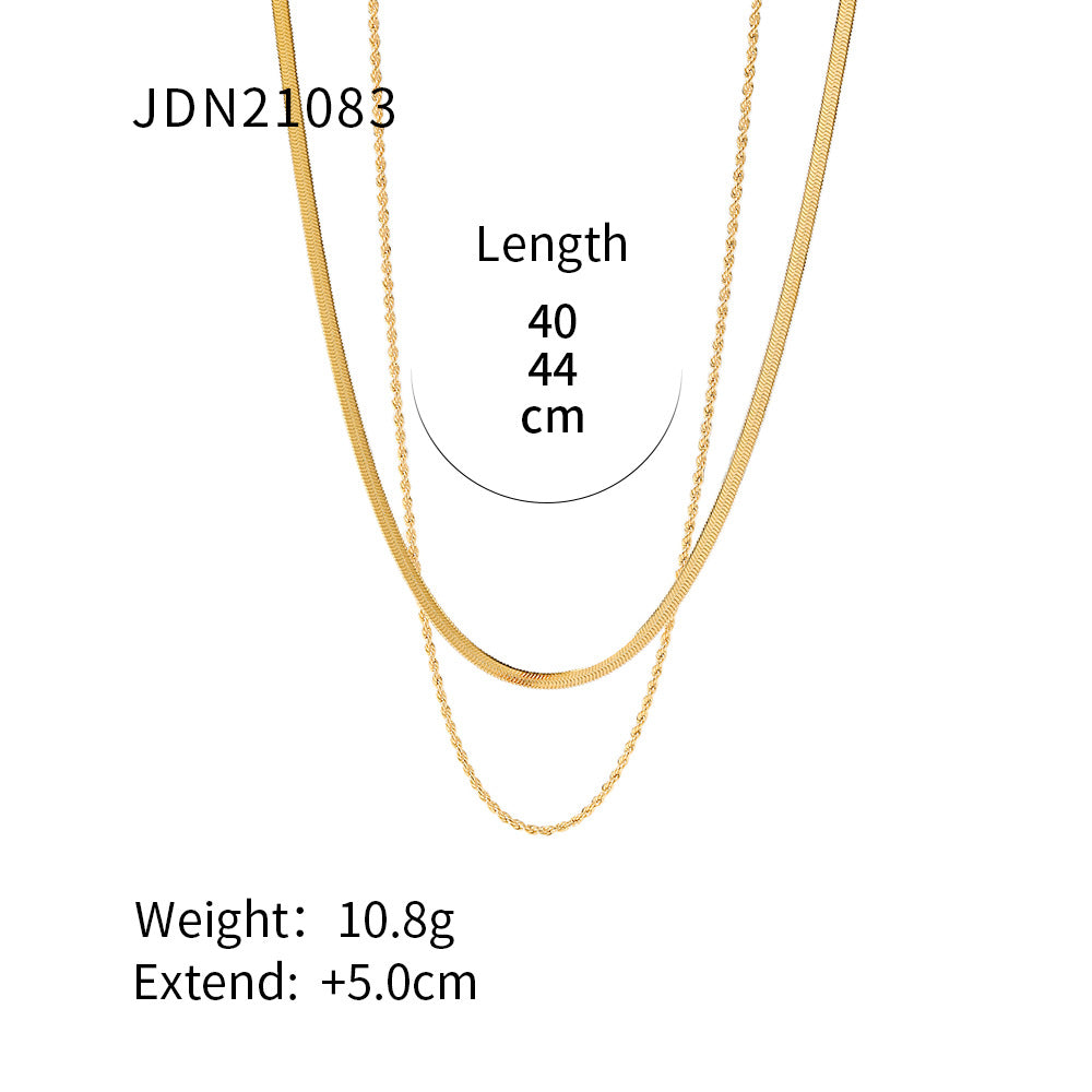 Minimalist Geometric Titanium Steel Pendant Stainless Steel Multi-layer Cable Chain Necklace for Women