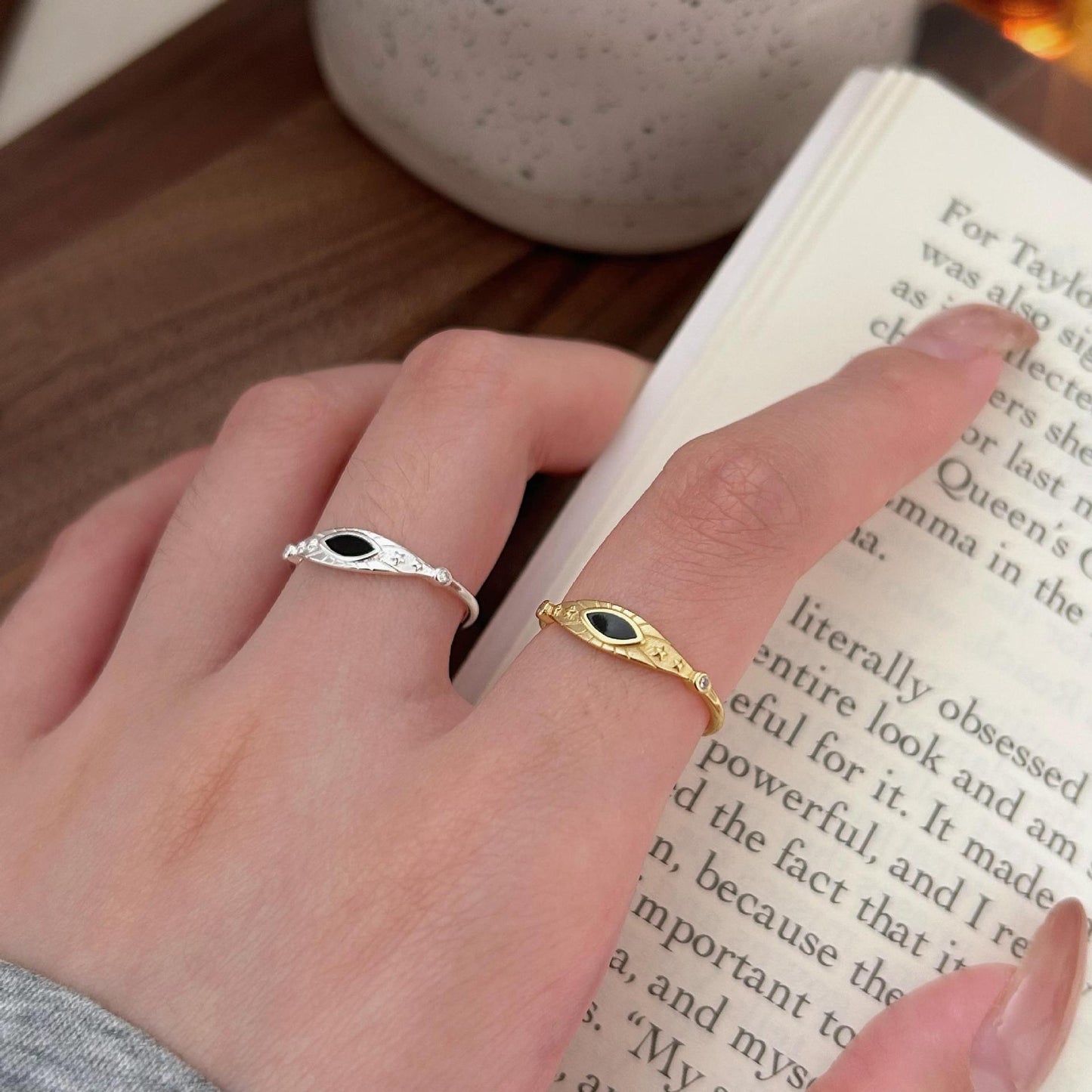 Minimalist Sweet 925 Sterling Silver Geometric Polka Dot Ring for Women