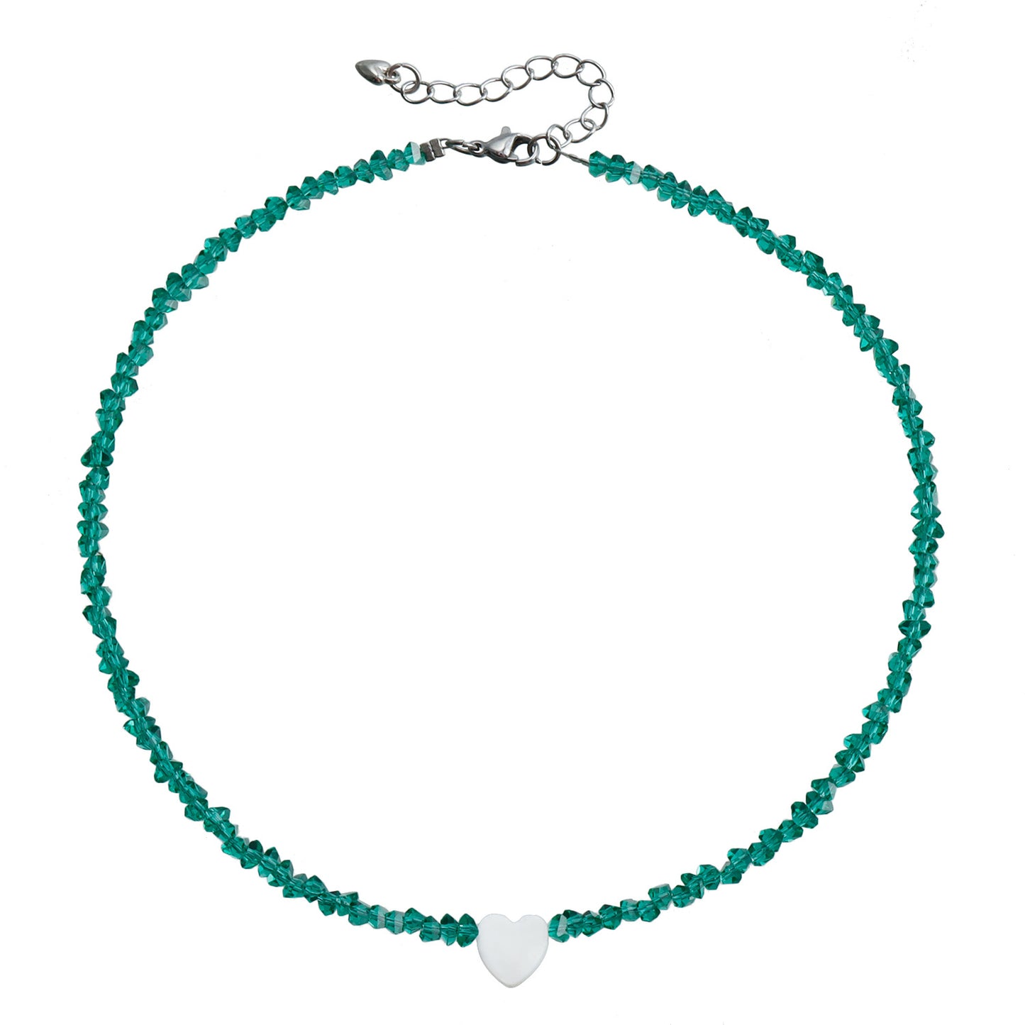 Collar Minimalista de Cuentas de Cristal con Forma de Corazón para Mujer con Colgante de Aleación Chapado en Oro y Delicada Cadena para Clavícula
