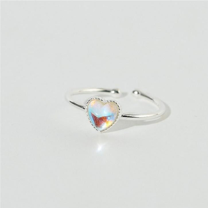 Anillo de Plata de Ley 925 Minimalista con Forma de Corazón y Cristal AB para Mujer