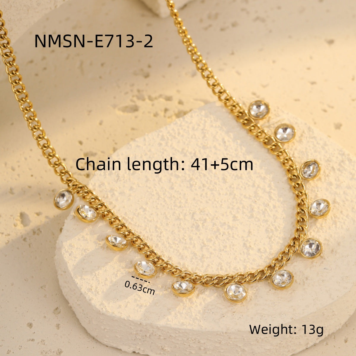 Collana da Donna Minimalista alla Moda con Ciondolo a Nappa in Acciaio Inossidabile, Intarsio di Strass e Finitura Placcata