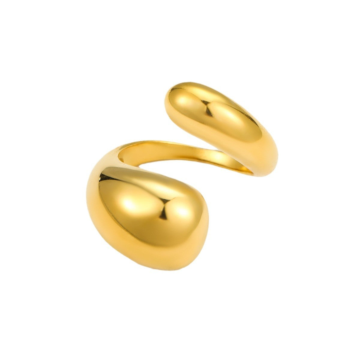 Anillo de acero inoxidable geométrico irregular minimalista con acabado chapado para mujer
