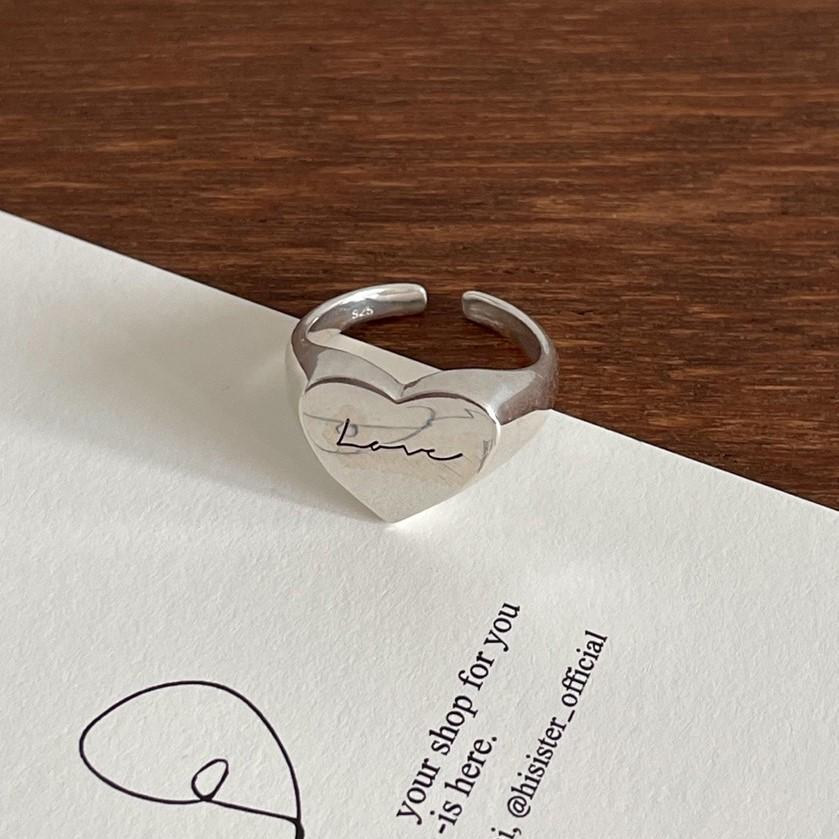 Anillo de plata de ley 925 con forma de corazón, diseño minimalista, para mujer