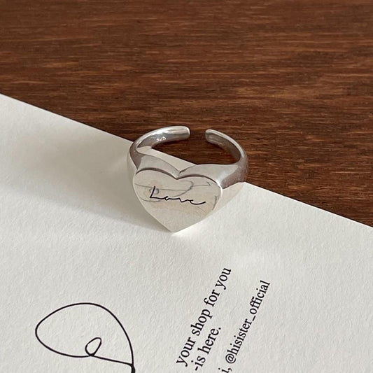 Anillo de plata de ley 925 con forma de corazón, diseño minimalista, para mujer