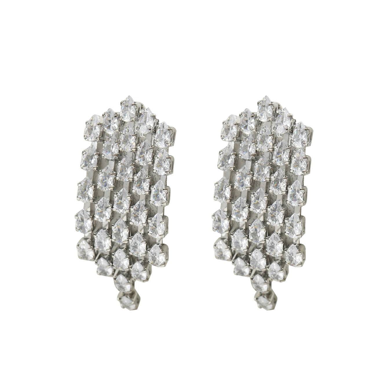 Pendientes de lujo con forma de lágrima y geometría de circonitas incrustadas para mujer, con postes de acero inoxidable