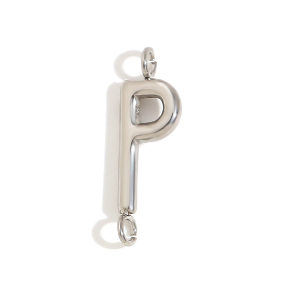 Minimalist 18K Gold Plated Stainless Steel Letter Charm Bar