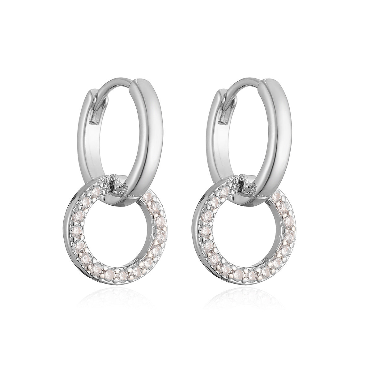 Fashion Minimalist Geometric Brass Gold Plated Cubic Zirconia Earrings for Women