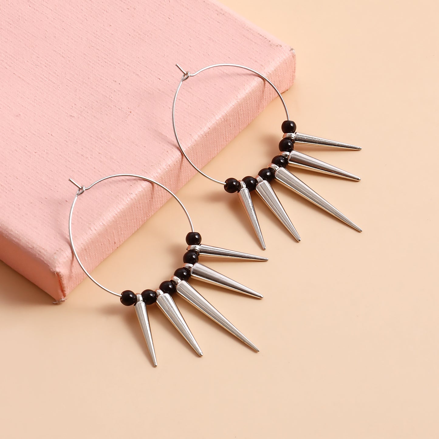 Punk Dark Chic Geometric Alloy Hoop Earrings with Plated Finish for Women