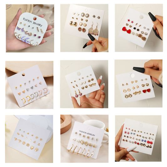 Sweet Heart Geometric Alloy Plated Stud Earrings for Women