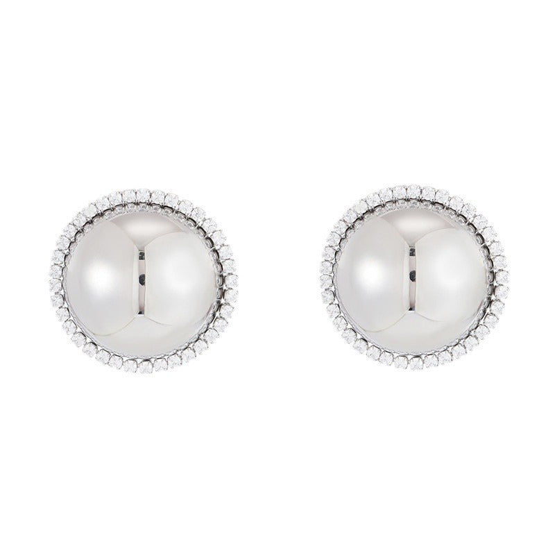 Orecchini a perno geometrici alla moda in acciaio inossidabile da donna con intarsio in zircone e placcatura in oro 18 carati